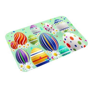 Yeetfub Cute Buffalo Plaid Stripes Dot Bunny Welcome Easter Doormat, Seasonal Spring Summer Holiday Low-Profile Yard Floor Switch Mat for Indoor Outdoor 16 x 24 Inch Washable Mats for Entryway