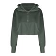 thumbnail image 4 of Penkiiy Chandail à Capuche pour Femmes Mode Chandail Col en V avec Poche Zippée Manches Longues Vert Armée Y2K Vêtements, 4 of 8