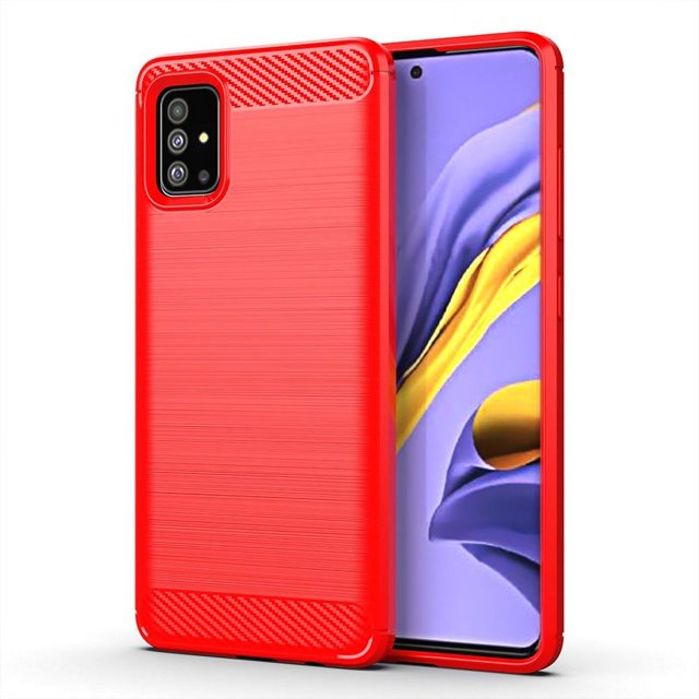 PANDACO Red Brushed Metal Case for Samsung Galaxy A51 4G