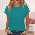 thumbnail image 2 of Charmgo Hauts pour Femmes Hauts d'Été pour Femmes Chemises à Manches Courtes Col Rond Tunique Mignonne et Tendance Blouses Sorties Hauts Grande Taille pour Femmes Vert Menthe m, 2 of 4