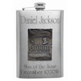 thumbnail image 1 of Hip Flask Holding 8 oz - Groom Emblem Design - Metallic Grey Finish, Stainless Steel, Screw-On Cap, Expertly Welded, Leakproof, Rustproof - Front Engravable for Personalized Gift, 1 of 4