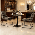 thumbnail image 2 of Homy Casa 2-Piece Dining Chairs, Grey Faux Leather Padded Side Chairs with Metal Sled Legs for Kitchen Dining Room, 2 of 13