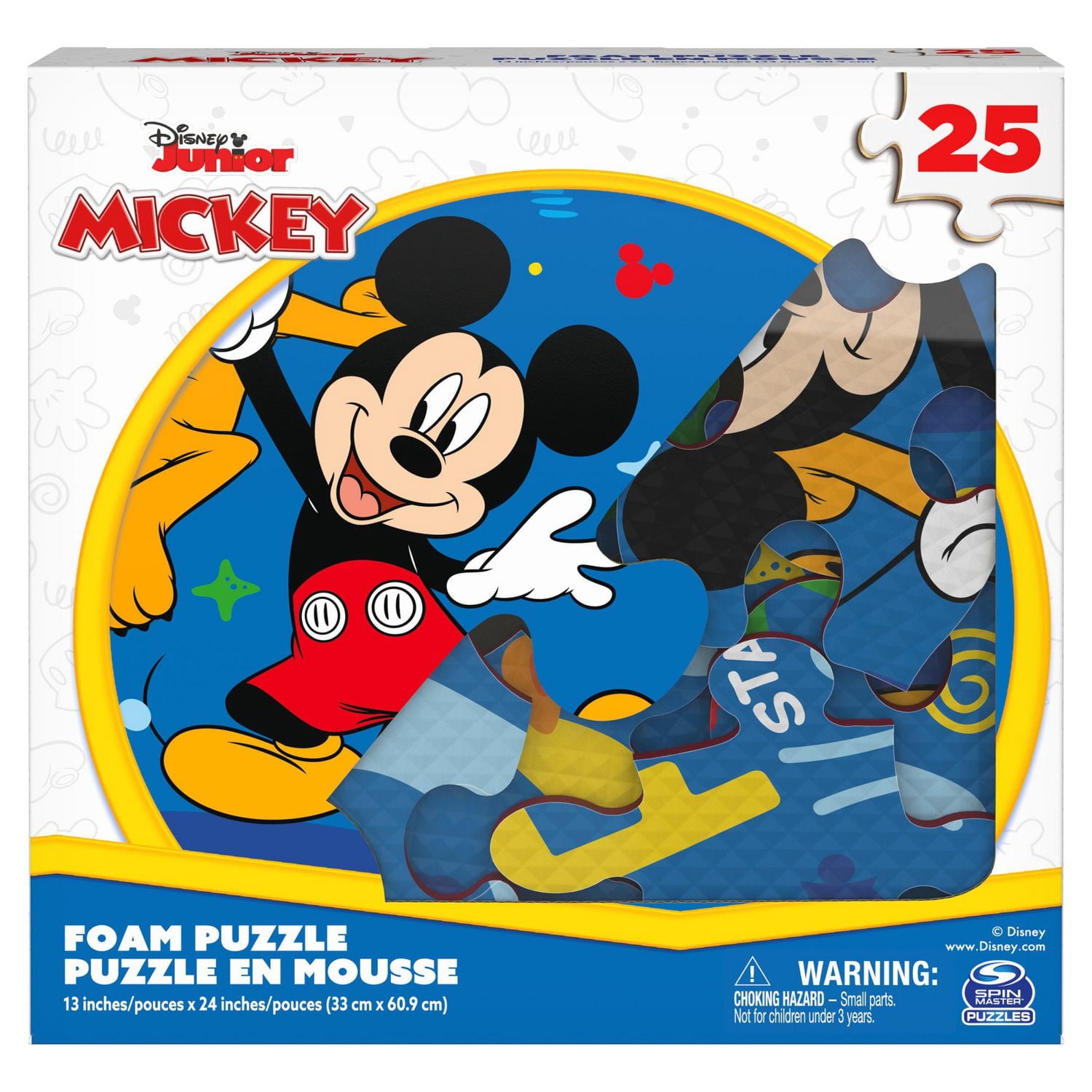 Mickey Mouse, puzzle spongieux en mousse 25 pièces Disney Junior Clubhouse Pluto Fun Starts Here, pour les enfants de 4 ans et plus