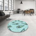thumbnail image 4 of Ahgly Company Tapis Rond Lavable en Machine Intérieur Transitionnel Vert Aigue-Marine Clair, 4 Pieds Rond, 4 of 7
