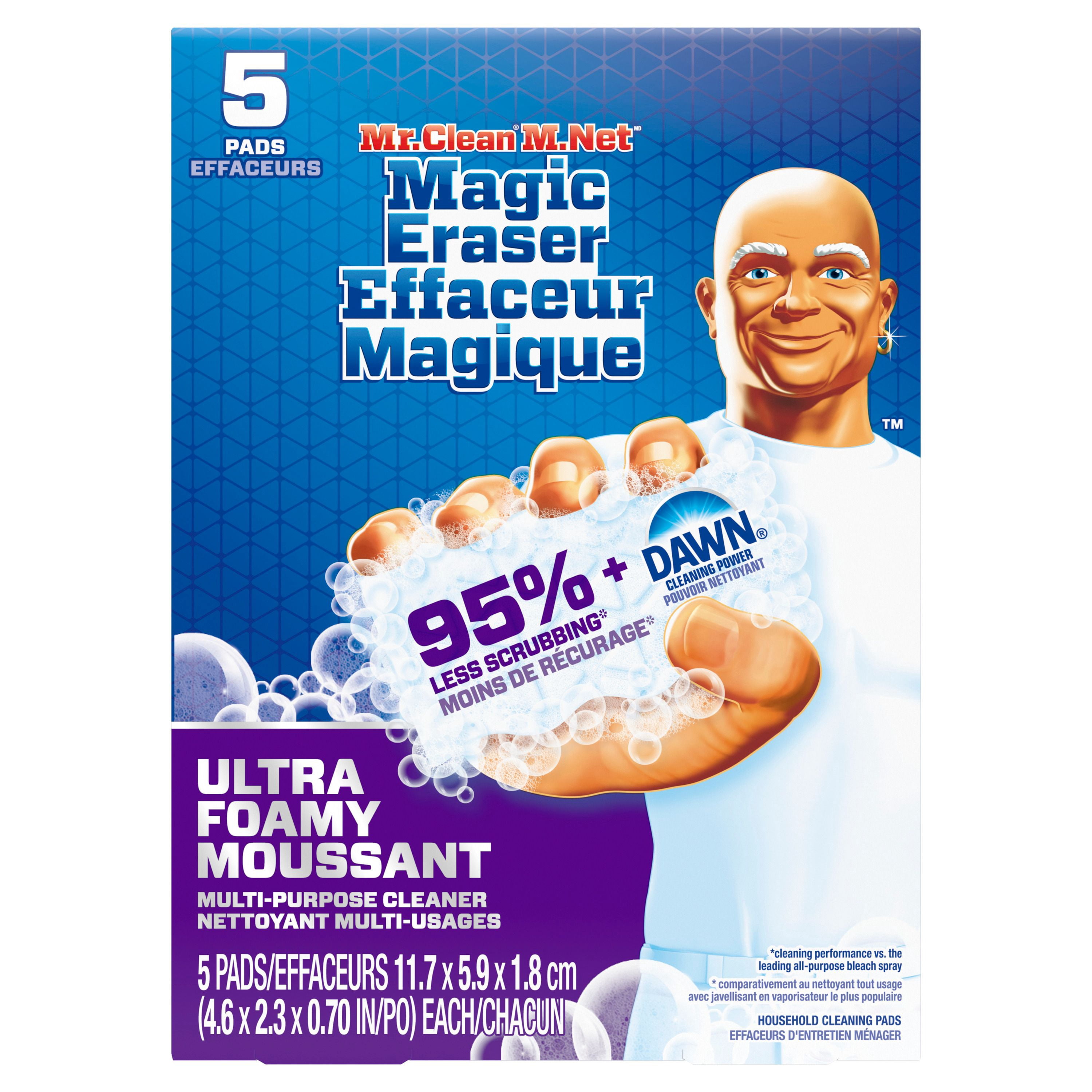 Mr. Clean Magic Eraser Ultra Foamy Multi Purpose Cleaner, Foaming Magic Eraser Sponge Multi Surface Cleaner, 5-Count
