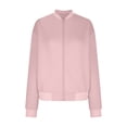 thumbnail image 4 of WRKEKC Women's Arrival Zip Front Jacket Solid Color Long Sleeve Modern Minimalist Style Everyday Essential No Hood Plus Sizes Pink S, 4 of 4