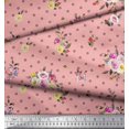thumbnail image 3 of Soimoi Pink Modal Satin Fabric Leaves,Small Circle & Floral Print Fabric by Yard 42 Inch Wide, 3 of 3
