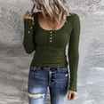 thumbnail image 2 of Hauts Henley à Manches Longues pour Femmes à Col Roulé Perlé, T-Shirts à Boutons, Hauts Superposables à Manches Longues pour Femmes, Hauts Coupe Ajustée, T-Shirt Foncé à Encolure Dégagée, Chandails en Tricot Côtelé, 2 of 7