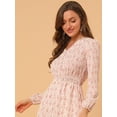 thumbnail image 4 of INSPIRE CHIC Robe Midi à Manches Longues Évasée à Col en V à Imprimé Floral pour Femme, 4 of 6