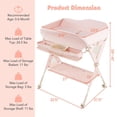 thumbnail image 2 of INFANS Baby Changing Table with Wheels, Portable Folding Diaper Station Nursery Organizer with Storage Basket, Hanging Rack, Adjustable Height, Safety Belt for Newborn Infant, 2 of 9