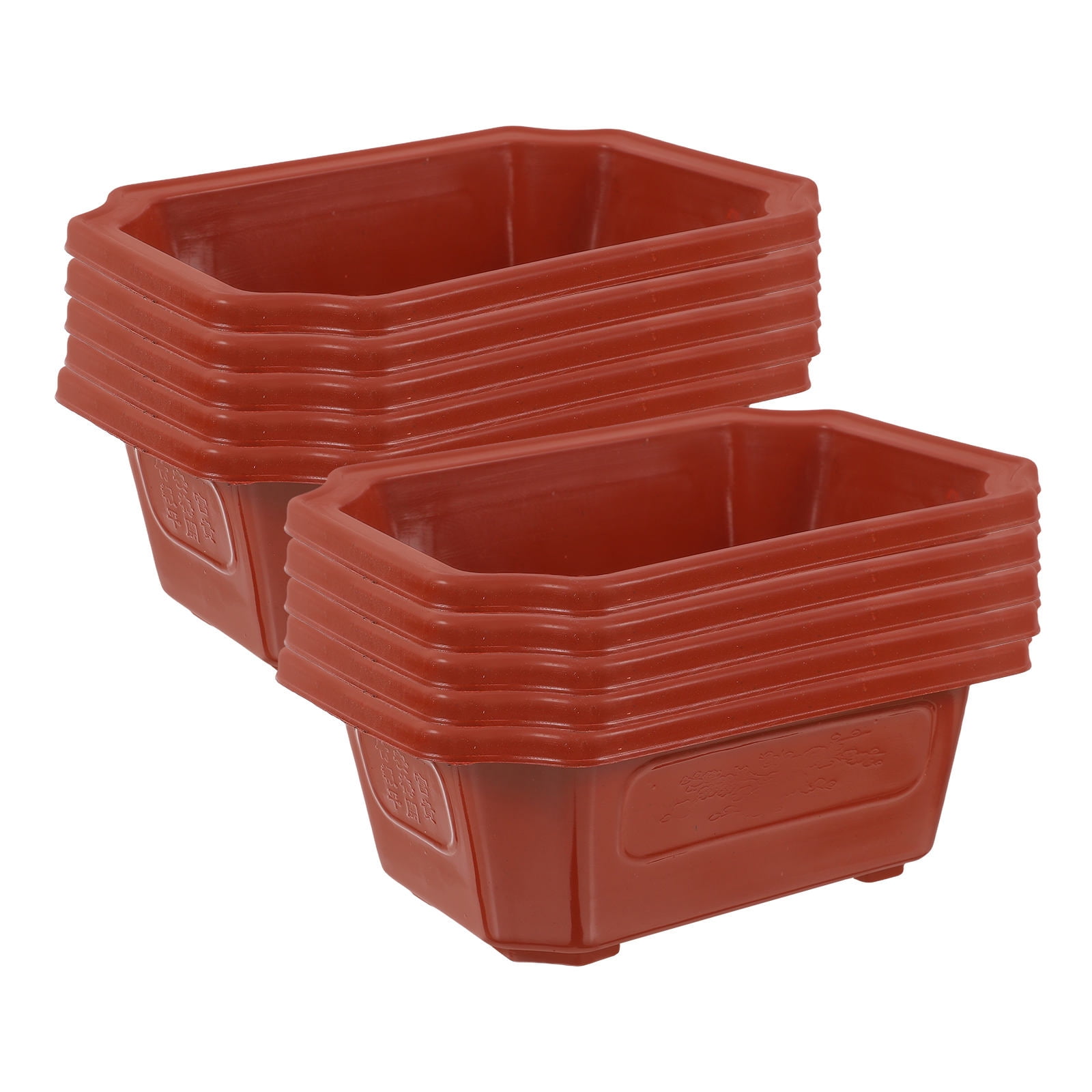 AURARMLET 10Pcs Large Clay Pots Red Rectangular Planter Pot for Garden Planting