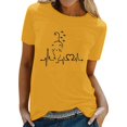 thumbnail image 1 of TSADFHJI Chandails Molletonnés Femmes Grande Taille Femmes Printemps Été Chats Imprimés Manches Courtes Col Rond T-Shirt Haut TTG Jaune, 1 of 5