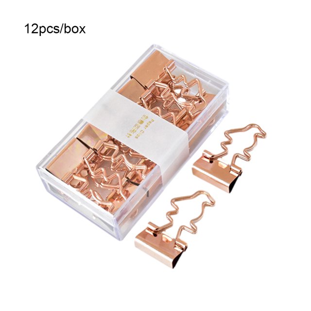Baohd 1/2/3/5 12x Documents In Order - Metal Binder Clips For Elliot Folder Widely Shape Metal Binder Clips Penguin - Rose gold 1 Pc