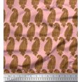 thumbnail image 1 of Soimoi Pink Poly Georgette Fabric Brown Paisley Printed Fabric 1 Yard 42 Inch Wide, 1 of 3