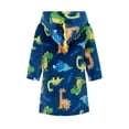 thumbnail image 2 of Gupgi Little Boy Hooded Sleeping Gown Dinosaur Print Solid Color Bath Robe for Children, 2 of 9