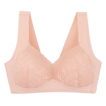 Bras for Women Full Coverage Plus Size Comfortable Breathable Bra Underwear No Underwire V-Neck Padded Bra Feature Hook and Eye Closure Longline Bra Style Y-398 , Pink-b XL
