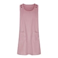 thumbnail image 4 of Penkiiy Robe Courte Sans Manches à Rayures Imprimées à Boutons à Bretelles pour Femme avec Poches Mini Tunique Robe Débardeur avec Double Poche m Rouge, 4 of 6
