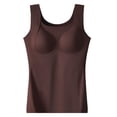 thumbnail image 3 of RXIRUCGD Haut Chaud Chauffant pour Femmes, Mode, Uni, à Encolure Ronde, avec Coussinet de Poitrine ( Brun, Taille : TG ), 3 of 3