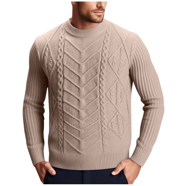 EYWGYA Chemises en Flanelle pour Hommes Automne/hiver, Chemises à Manches Longues pour Hommes, Chandail Décontracté Mode pour Hommes à Col Rond Extensible, Couche de Base en Tricot à Manches Longues