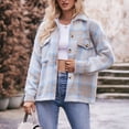 thumbnail image 2 of Penkiiy Veste Sans Capuche Ample à Carreaux Imprimée pour Femme TG Gris, 2 of 8