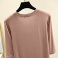 thumbnail image 4 of Timegard Hauts pour Femmes Col Rond Manches 3/4 Blouse Ample Confortable Décontractée Couleur Unie Pyjama T-Shirt Hauts, 4 of 6