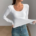 thumbnail image 3 of Lmnyox T-Shirt à Col Rond pour Femmes Manches Longues Décontracté Mode Basique Automne Hiver, 3 of 4