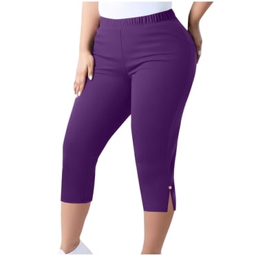 BLVB Leggings Capri pour Femmes Grande Taille, Leggings Courts Légers et Doux, Capris de Base, Pantalons de Yoga, Taille Haute, à Enfiler, Collants Habillés Décontractés