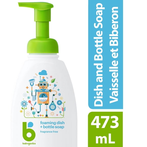 Babyganics Foaming Dish & Bottle Soap, Fragrance Free, 473ml