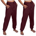 thumbnail image 2 of FAIWAD Womens Cinch Bottom Sweatpants 2PC High Waisted Drawstring Fleece Baggy Jogger Workout Trousers, 2 of 7