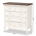 thumbnail image 3 of Baxton Studio Levron Armoire de Rangement à 5 Tiroirs en Bois Fini Brun et Blanc, 3 of 11