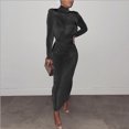 thumbnail image 3 of U.Vomade Combinaison Longue Aguichant pour Femmes à Manches Longues, Col Montant, Mode, Simple, Couleur Unie, au-Dessus du Genou, Élégante, Pyjama Aguichant, Robe de Fête d'Anniversaire, 3 of 3
