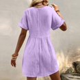thumbnail image 3 of FcBaudy Robe à Manches Courtes à Col en V, Robes d'Été pour Femmes, Nouvelles Robes pour Femmes Robe à Manches Courtes à Col en V de Couleur Unie avec Poches Robe à Manches Courtes à Col en V Robe pour Femme, 3 of 7