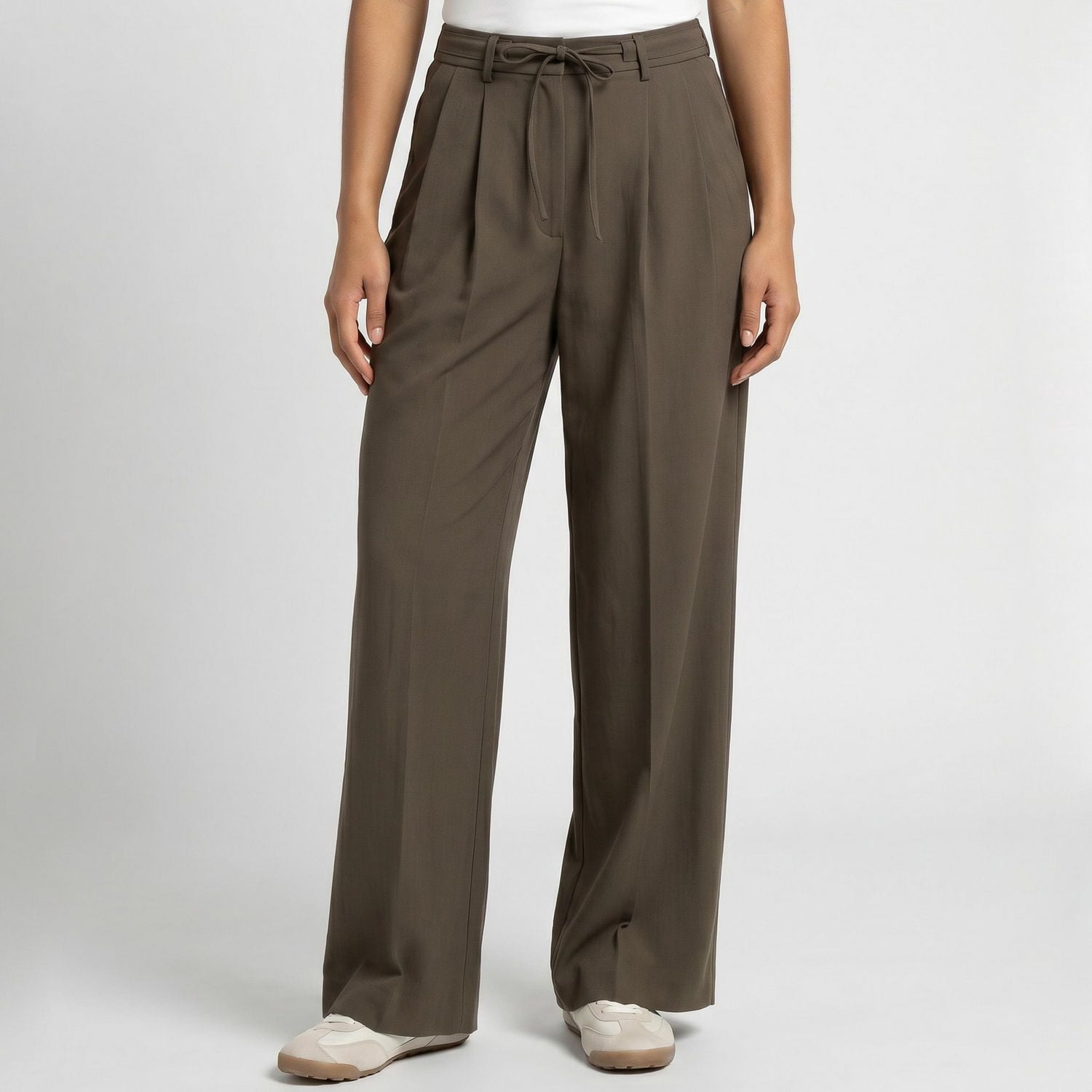 Devoted Pantalon à jambes larges, plissé, nouer sur le devant, tailles TP TG