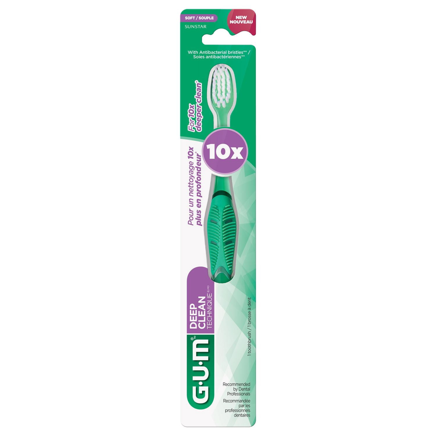 GUM® TECHNIQUE® Brosse à Dents Nettoyage en Profondeur, Compacte, Brins Souples