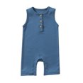 thumbnail image 2 of EGNMCR Girls' Jumpsuits & Rompers Toddler Baby Girls Boys Sleeveless Solid Color T-Shirt Jumpsuit Romper Kid Rompers, 2 of 3