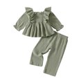 thumbnail image 1 of cfhntfmh Infant Baby Girls Clothes Toddler Sets Long Sleeve Ruffle Dress Pants Set Solid Color Baby Girl Fall Winter Outfits, 1 of 3