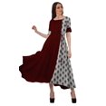 thumbnail image 2 of Moomaya Robe Midi en Viscose à Manches Courtes Imprimée Style Santoon à Taille à Cordon pour Femmes, 2 of 4