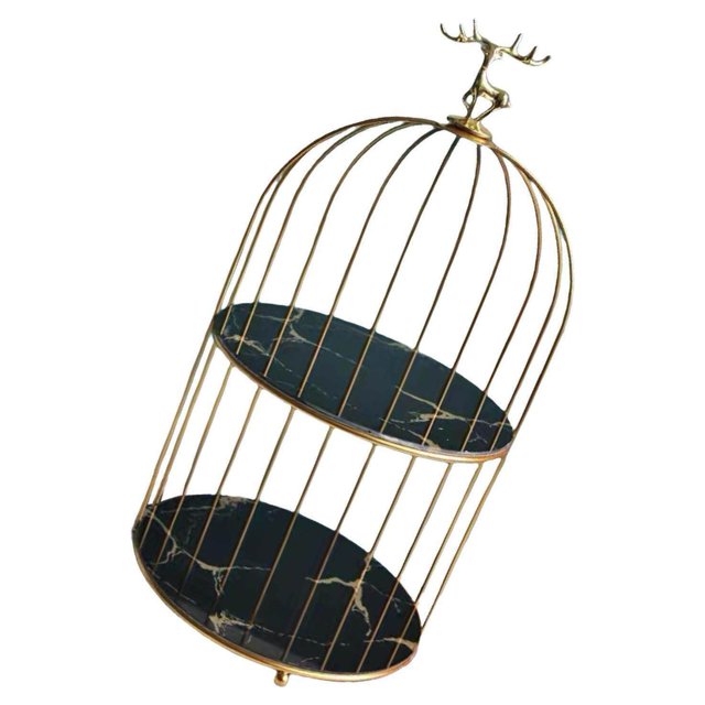 Xingzhi Bird Cage Cosmetic Storage Rack Dresser Makeup Organizer Shelf 2 Tier Black