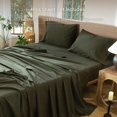 thumbnail image 2 of Bedding Sheet Set Washed Cotton Linen Like Textu Breathable Durable Soft Comfy (Dark Orange Queen), 2 of 7