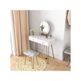thumbnail image 5 of Ourlova Table With Mirror Lamp.Dressing Table With 4 Drawers.3 Lighting Modes.Dressing Table With Upholstered Stool And Table. Round Mirror Dressing Table For Bedroom White, 5 of 5