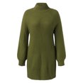 thumbnail image 4 of Kcodviy Automne Hiver à Manches Longues Robe d'Été en Coton pour Femmes Col Roulé Couleur Unie Décontractée Longue Robe Chandail Robe Chandail Robes Chandail pour Dames pour l'Hiver Robe, 4 of 5