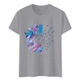 thumbnail image 4 of WEIYLL T-Shirt pour Femmes Imprimé Lettre Manches Courtes Col Rond Blouse Grise Tailles m, 4 of 4