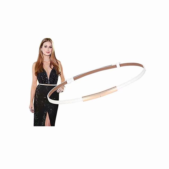 Ceintures Fines en Cuir Verni pour Femmes pour Robes Mode, Ceinture de Taille Fine Ajustable avec Boucle en Alliage Doré