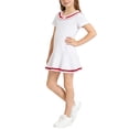 thumbnail image 2 of JDQJBZ Toddler Girls Short Sleeve Dress Collar Ruffle Hem School Outfit, 2 of 5