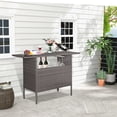 thumbnail image 1 of Gymax Patio Rattan Wicker Bar Height Counter Table Storage Shelf Rail Garden, 1 of 9