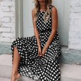 thumbnail image 2 of Robe Maxi 2025 pour Femmes Robe Confortable Col Rond à Pois Robe Mi-Longue Sans Manches Ligne A Plissée Robes d'Été pour Femmes Plage avec Manches Ample Froncée Fluide Décontractée Robes Débardeur, 2 of 5
