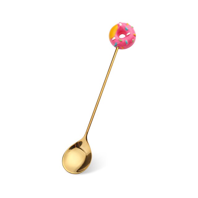 Transemion 1/2/3/5 Cartoon Adorable Restaurant Hotel Tableware Portable Washable Stainless Steel Stirring Mixing Dinnerware Cake Flatware Donut Spoon Red 1 Pc