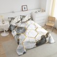thumbnail image 4 of Gold Marble,Bedding Set Queen Size Geometric Hexagon Quilt Metallic Marbling Comforter Set Grey White Stone Pattern Bedding Comforter Sets For Kids Teens Bedroom Decor, 4 of 7