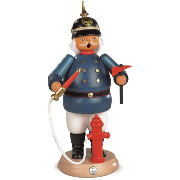 German incense smoker historical firefighter, height 25 cm / 10 inch, original Erzgebirge by Müller Seiffen