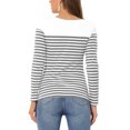 thumbnail image 3 of INSPIRE CHIC Blouse pour Femme à Rayures à Blocs de Couleur à Manches Longues T-Shirt Décontracté m Blanc Gris, 3 of 6